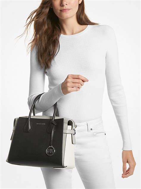 michael michael kors mercer gallery medium color block leather satchel|mercer gallery medium leather satchel.